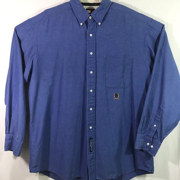 Vintage 90s Tommy Hilfiger Embroidered Logo Button Shirt - Picture 1 of 11